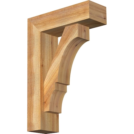 Ekena Millwork Balboa Block Rough Sawn Bracket w/ Offset Brace, Western Red Cedar, 6"W x 18"D x 26"H BKT0604X18X26BOA05RWR
